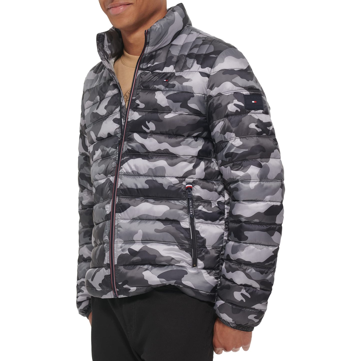 Tommy Hilfiger Men's Ultra Loft Lightweight Packable Puffer Jacket (Standard and Big & Tall), Grey Camo, XX-Large
