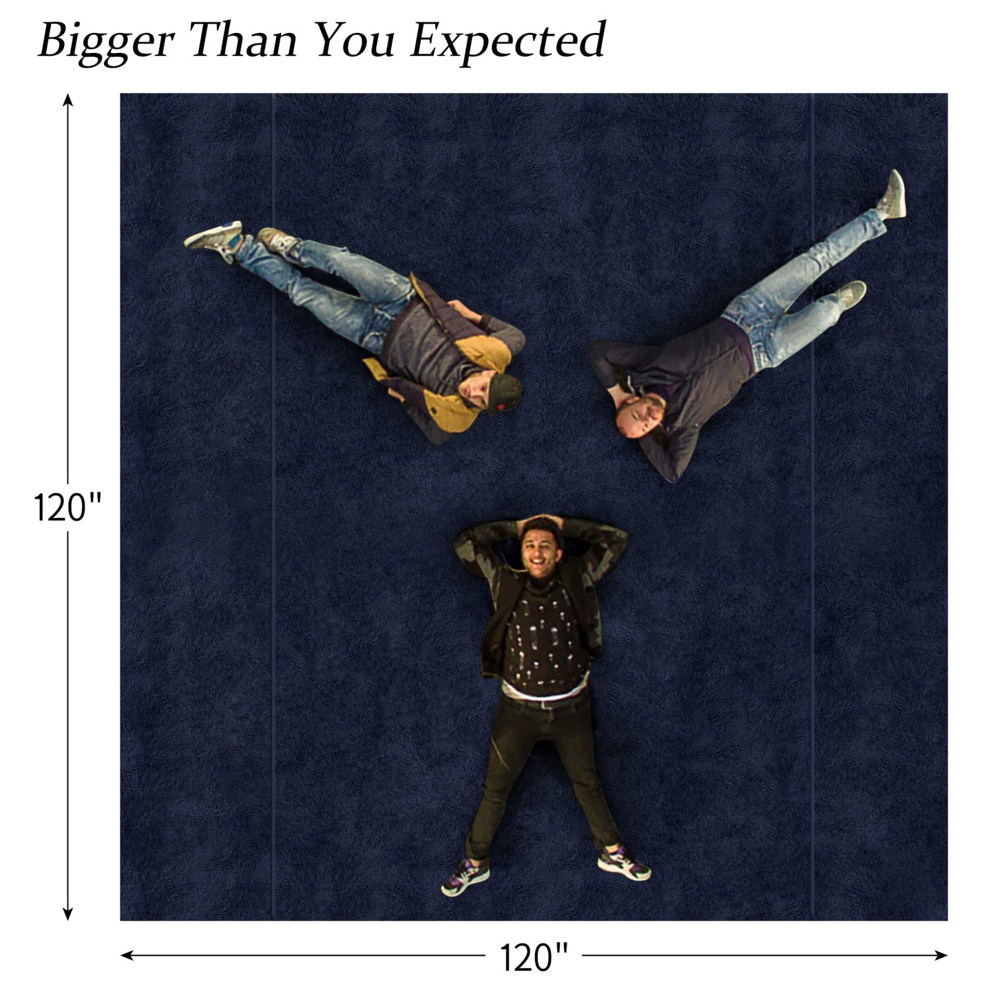 Oversized Blanket 120x120 Inches, Giant Huge Companion for Bed, Sofa, Travel and Camping, Extra Large Big Soft Blanket Fits The Whole Family and Outdoor Campaign, Navy