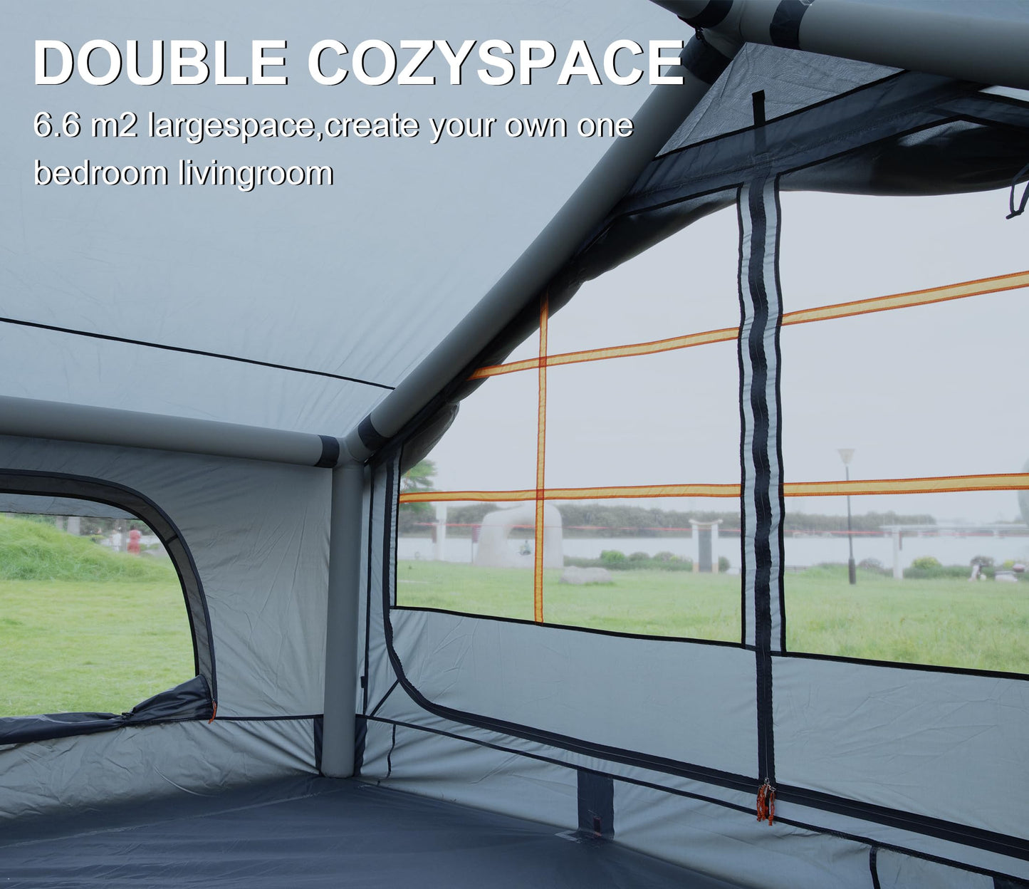 SHANQUAN Inflatable Tents for Camping with Stove Jack, Oxford Blow Up, Easy Setup Inflatable Tent, Dormer Waterproof Hot Inflatable Outdoor House, Casa de Campaña