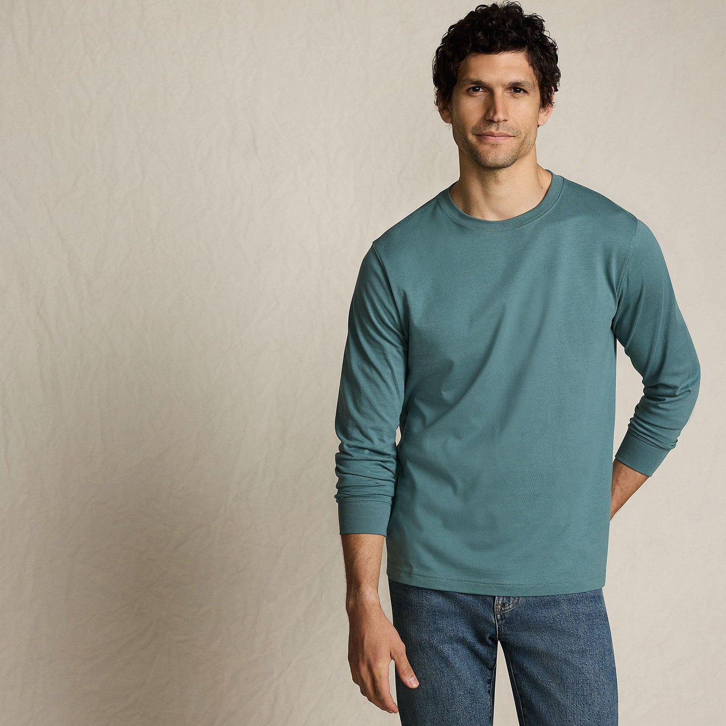 Lands' End Mens Long Sleeve Super-T Tee Tourmaline Tall X-Large