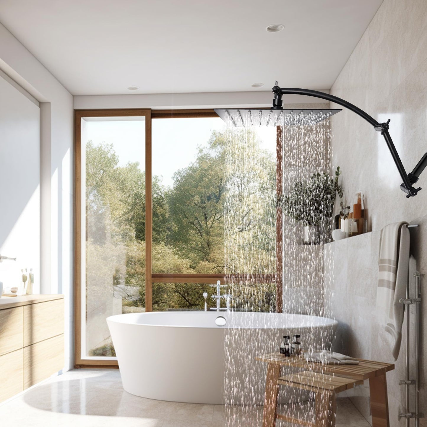 Hibbent All Metal 16'' Shower Head Extension Arm, Solid Brass Flexible Height & Angle Adjustable Shower Head Arm Extender with Lock Joints, Stainless Steel G1/2 Universal Connection, Oil-Rubbed Bronze