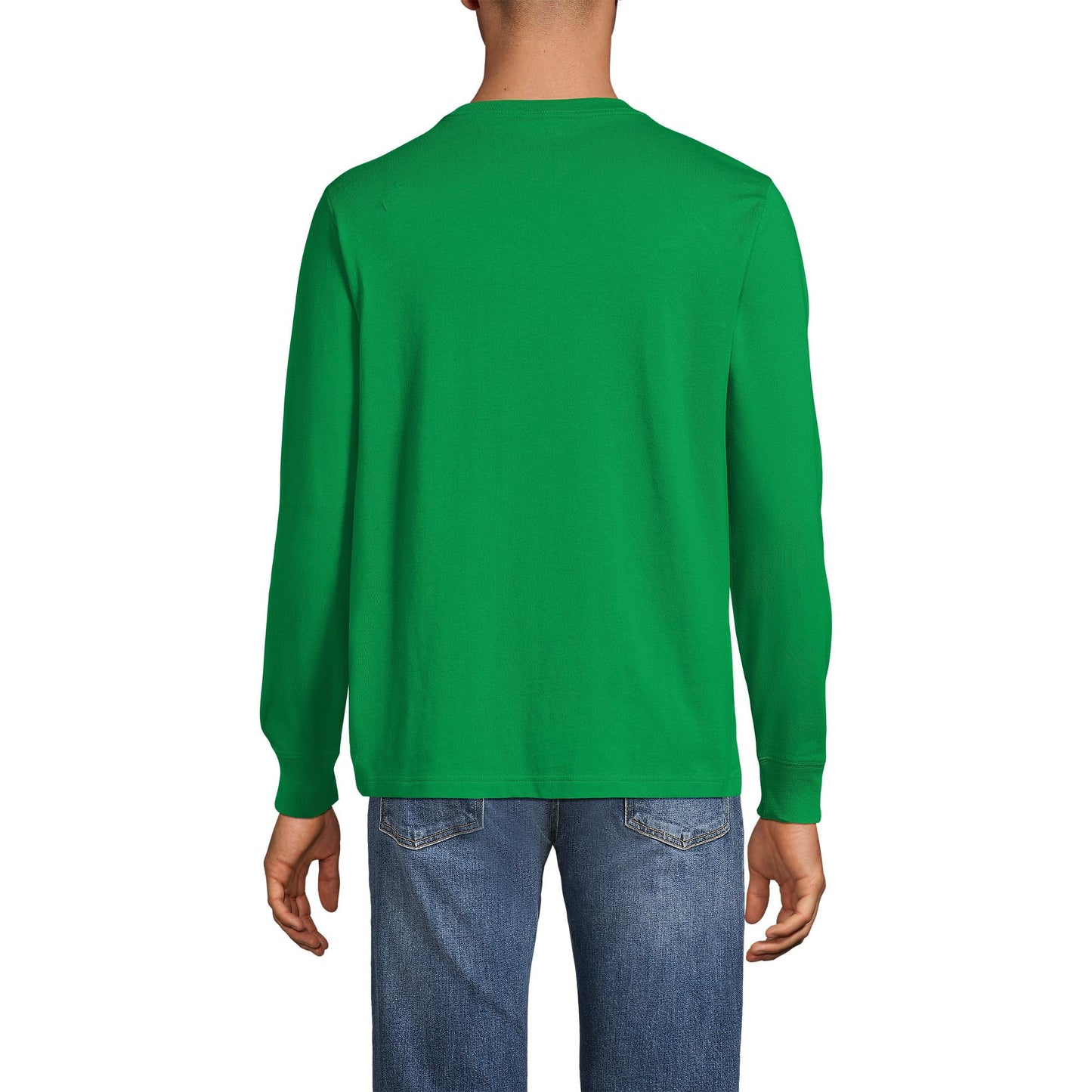 Lands' End Mens Long Sleeve Super-T Tee True Green Tall Large