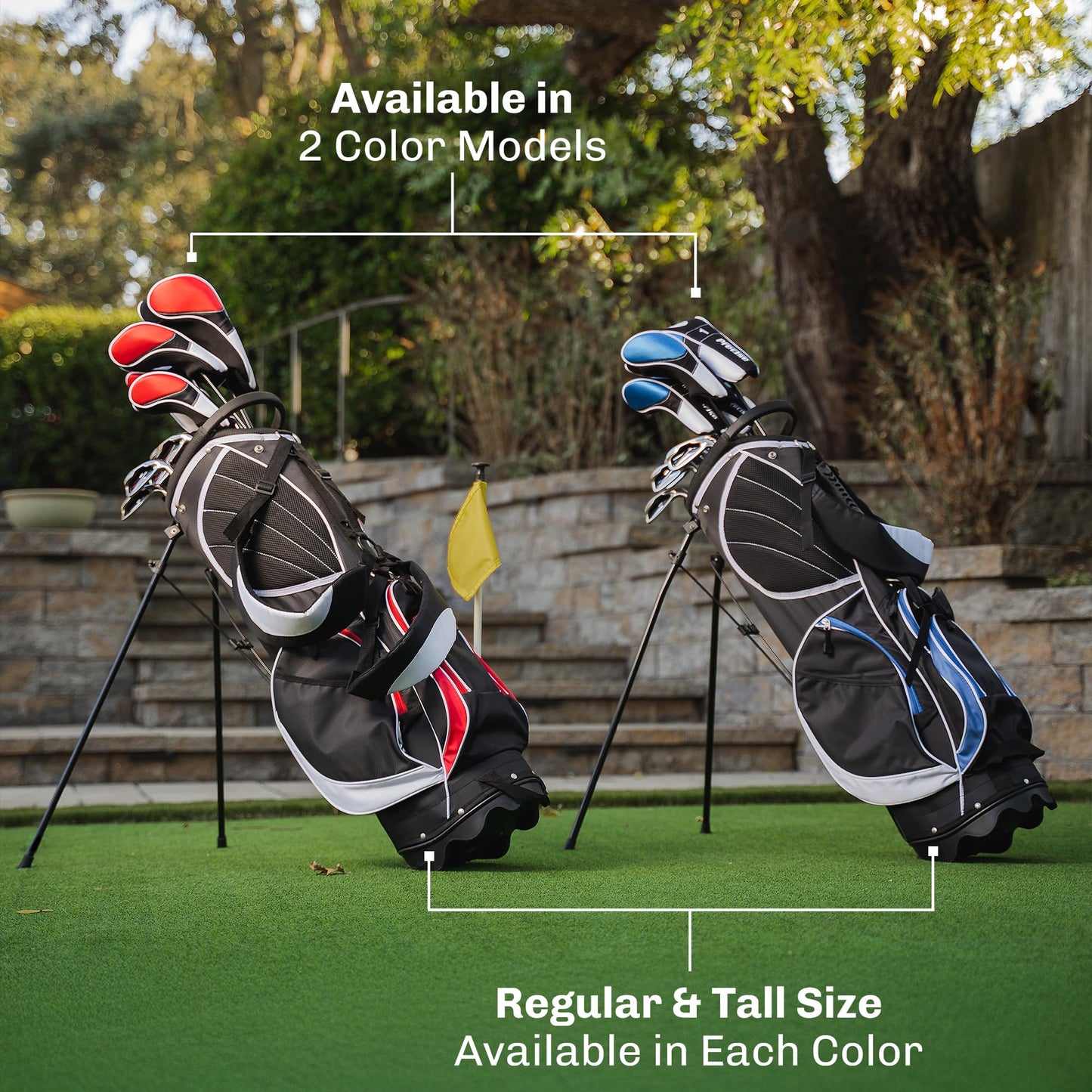 Precise S7 Men's Complete Right Handed Golf Club Set | Complete Regular & Tall Mens Golf Clubs Set | with 4 HC's, Lightweight Shafts & Spacious Stand Bag w/Storage Pockets & Dual Straps for Carrying