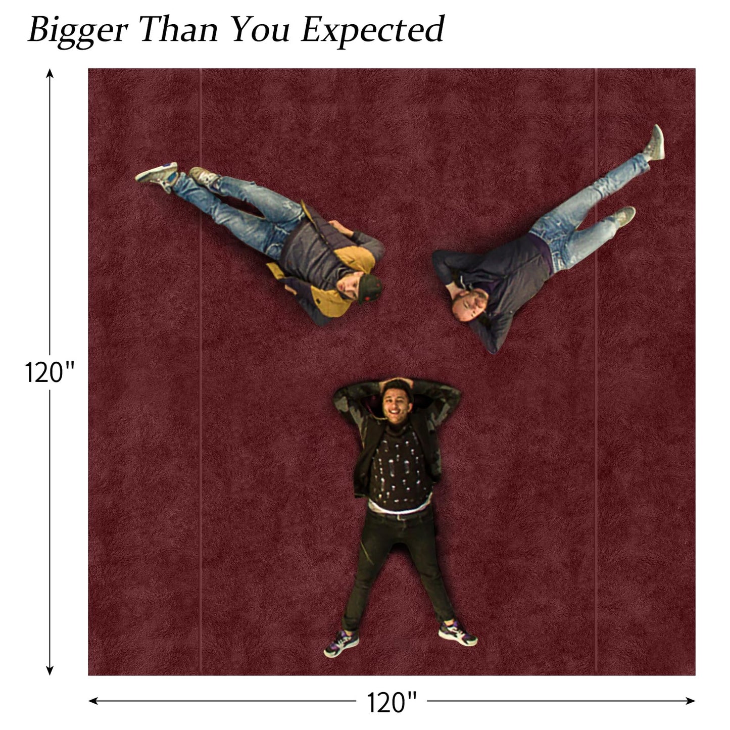 Edenleaf Big Oversized Extra Large Blanket, Huge Fleece 10'x10' Blanket, California King Warm Companion for Whole Family, Bed, Sofa, Couch, Travel, Camping 120x120 Wine