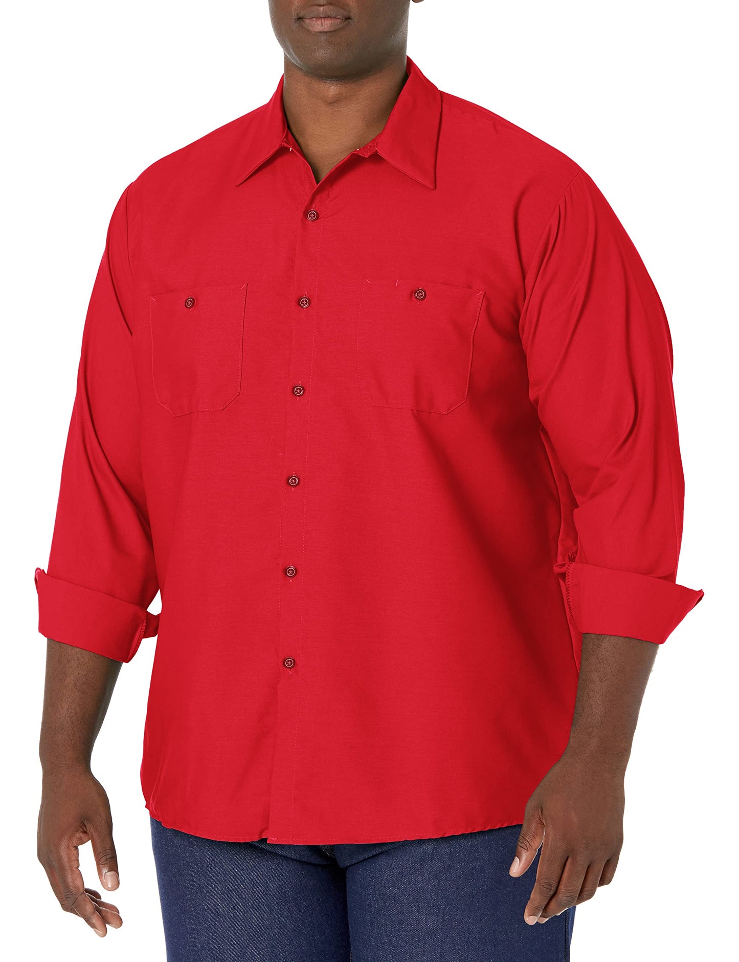 Red Kap Men's Size Industrial Work Shirt, Regular Fit, Long Sleeve, 4X-Large/Tall