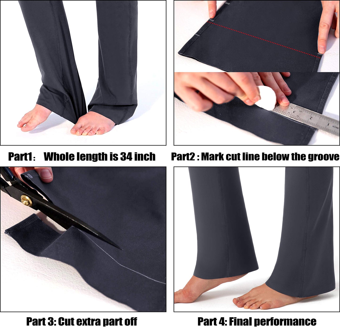 G Gradual Women's Pants with 4 Pockets High Waist Work Pants Bootcut Yoga Pants for Women (Charcoal, Small)