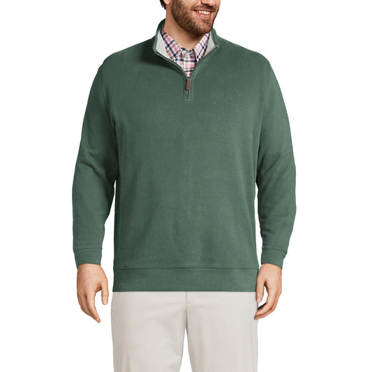Lands' End Mens Bedford Rib Quarter Zip Sweater Deep Woodland Green Heather Tall X-Large