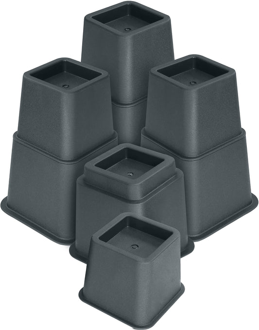 Utopia Bedding Adjustable Bed Furniture Risers - Elevation in Heights 3, 5 or 8 Inch Heavy Duty Risers for Beds - Supports up to 1,300 lbs - (Set of 4 Riser, Grey)