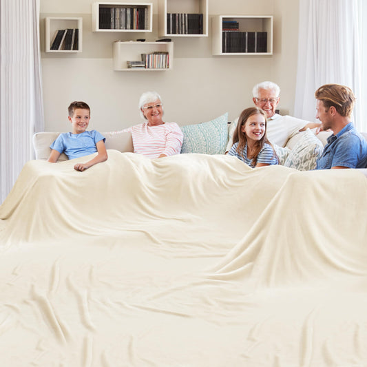 Edenleaf Big Oversized Soft Blanket, Giant Fleece Companion 120x120, California King Warm Blanket for Whole Family, Bed, Sofa, Couch, Travel, Camping 120x120 Cream