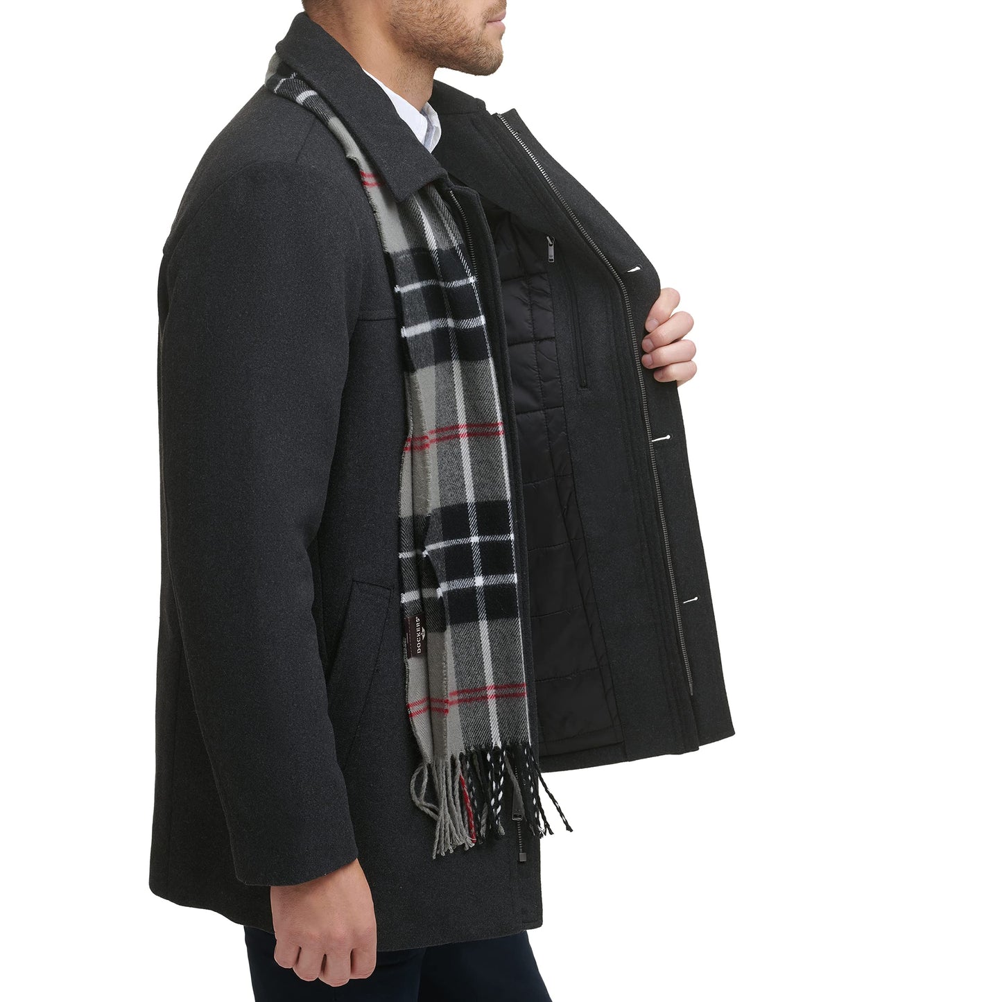Dockers Men's Weston Wool Blend Coat with Scarf (Regular and Big & Tall) , Charcoal, X-Large Tall Big & Tall