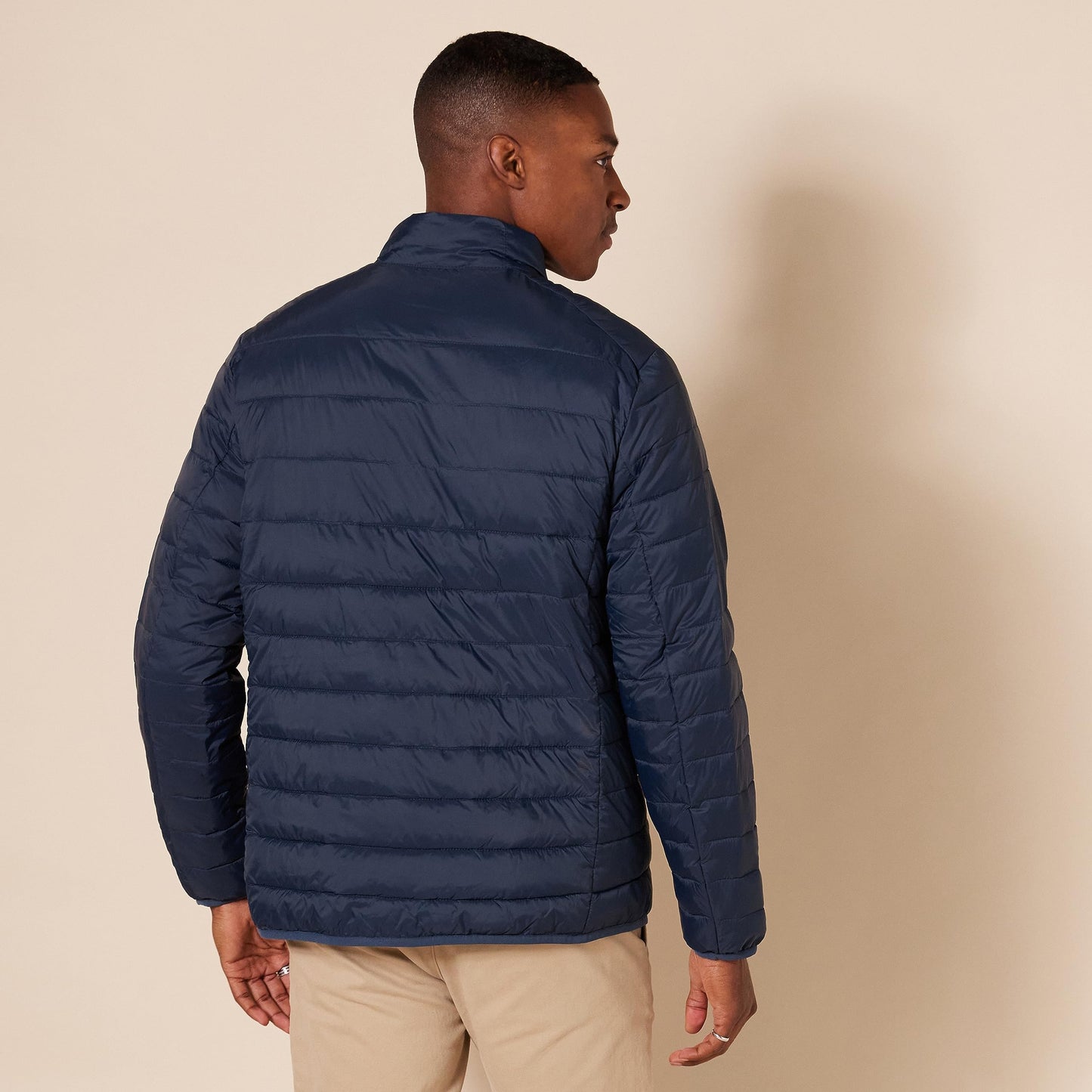 Amazon Essentials Men's Packable Lightweight Water-Resistant Puffer Jacket (Available in Big & Tall), Navy, 5X-Large Big Tall