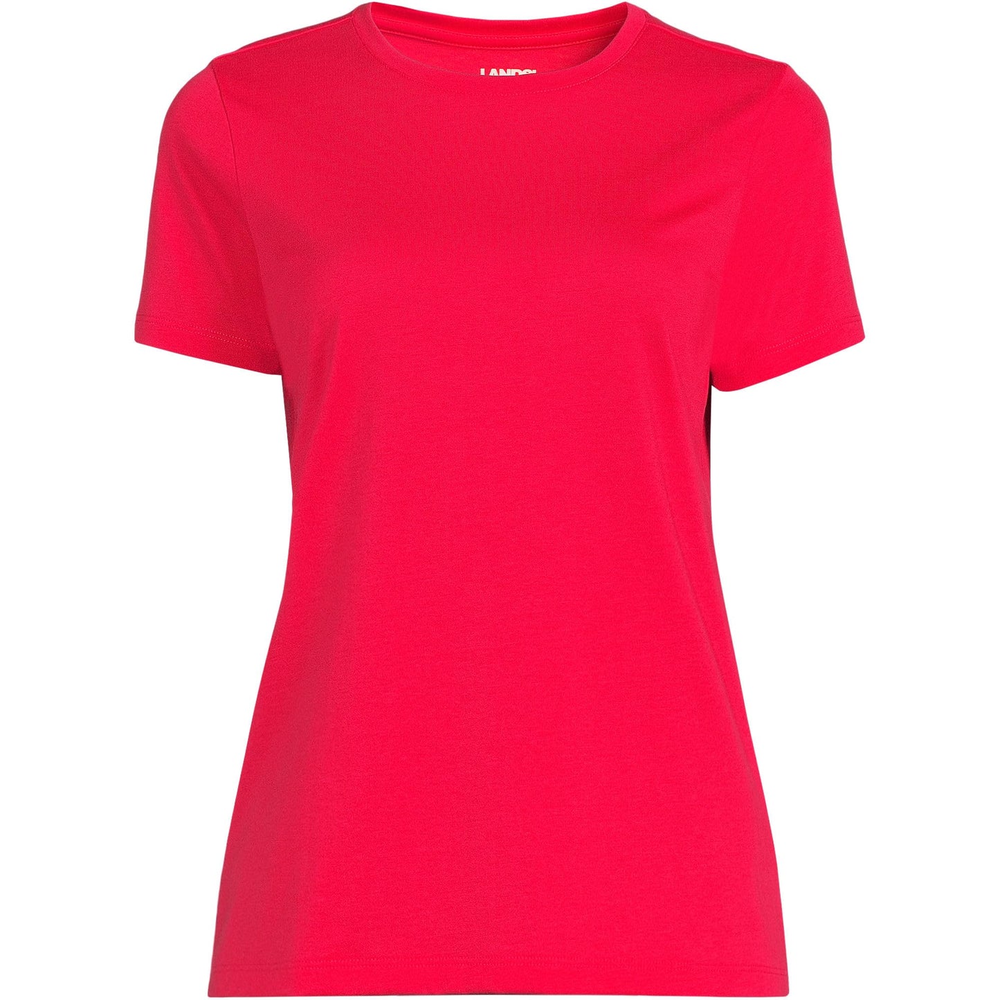 Lands' End Womens Short Sleeve Relaxed Supima Cotton Crew Neck T Shirt Berry Rouge Tall X-Large