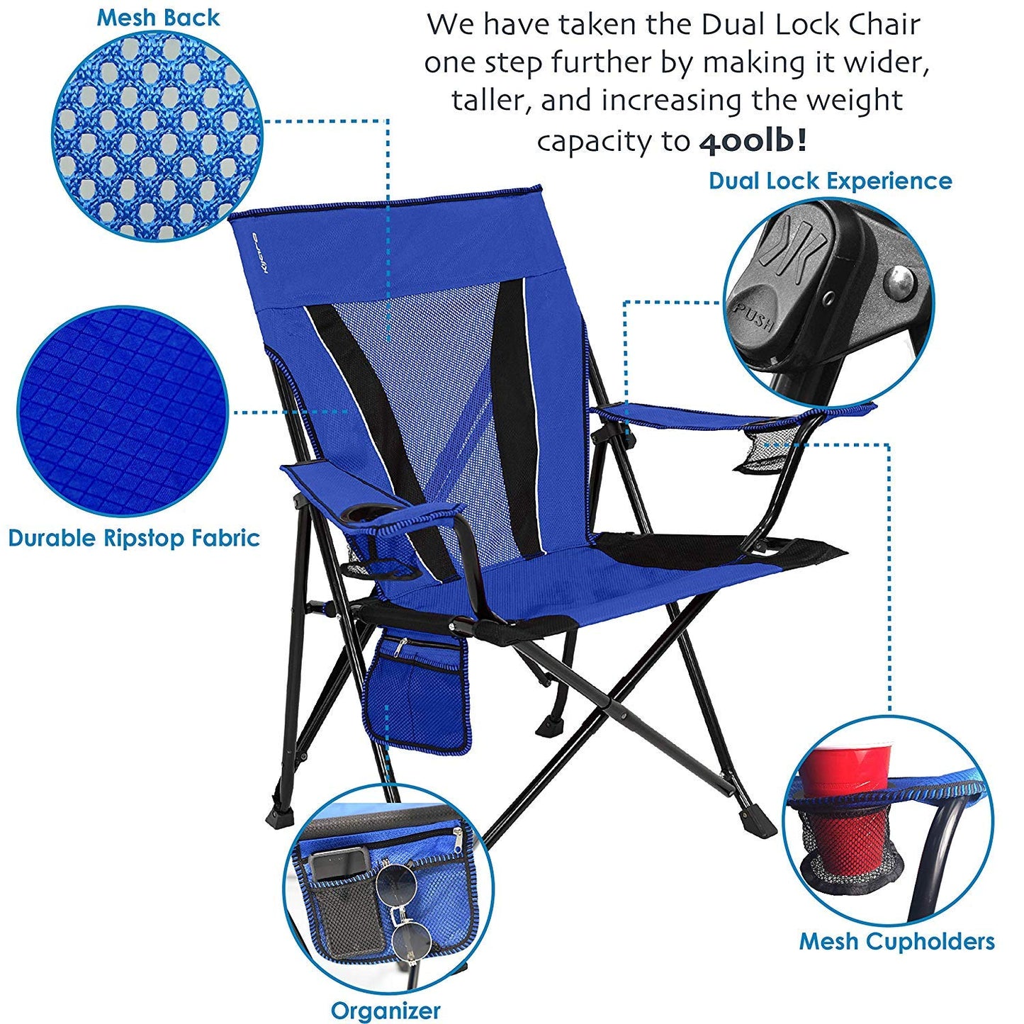 XXL Dual Lock Camping Chair (25.5" seat height)
