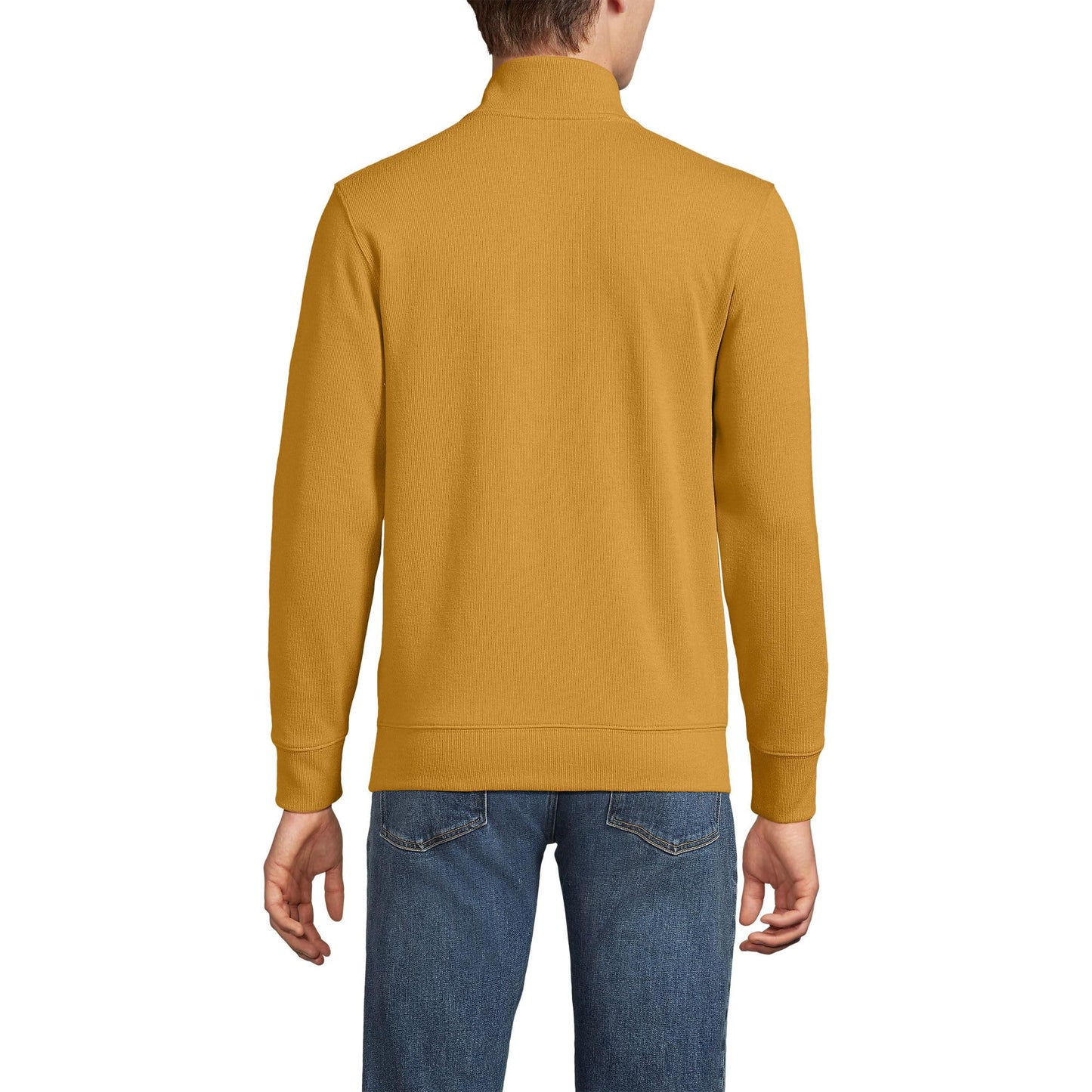 Lands' End Mens Bedford Rib Quarter Zip Sweater Dijon Gold Tall XX-Large