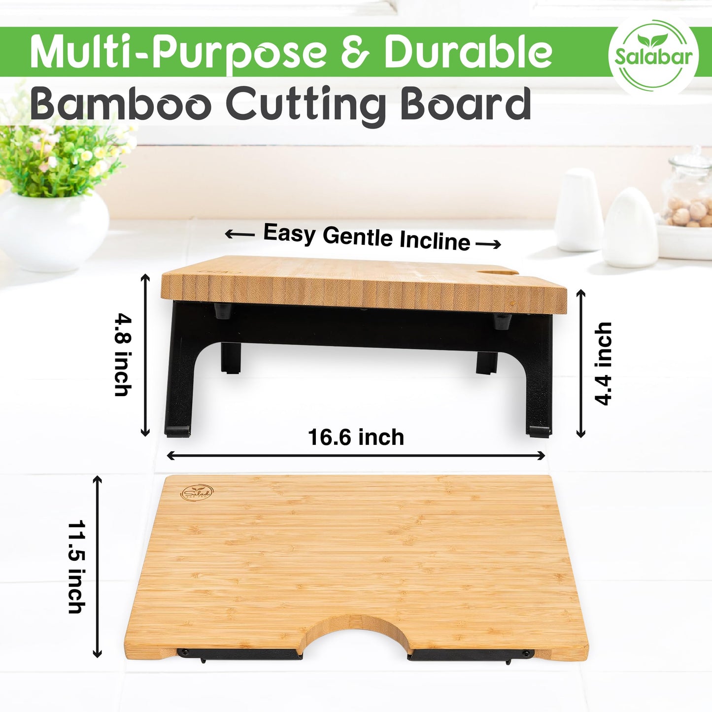 Raised non-toxic non-slip 16" x 12" cutting board (4.5" height)