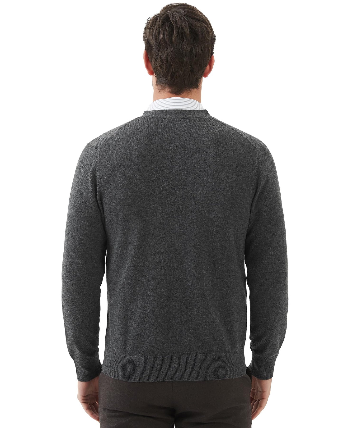 Kallspin Men's Tall Cardigan Sweaters Wool Blend V Neck Button Down Sweaters with Pockets(Charcoal, 3XL-Tall)
