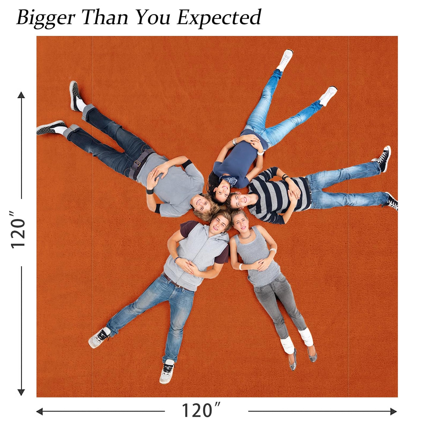 Edenleaf Big Oversized Soft Blanket, Giant California King Warm Blanket for Whole Family, Bed, Sofa, Couch, Travel, Camping 120x120 Orange