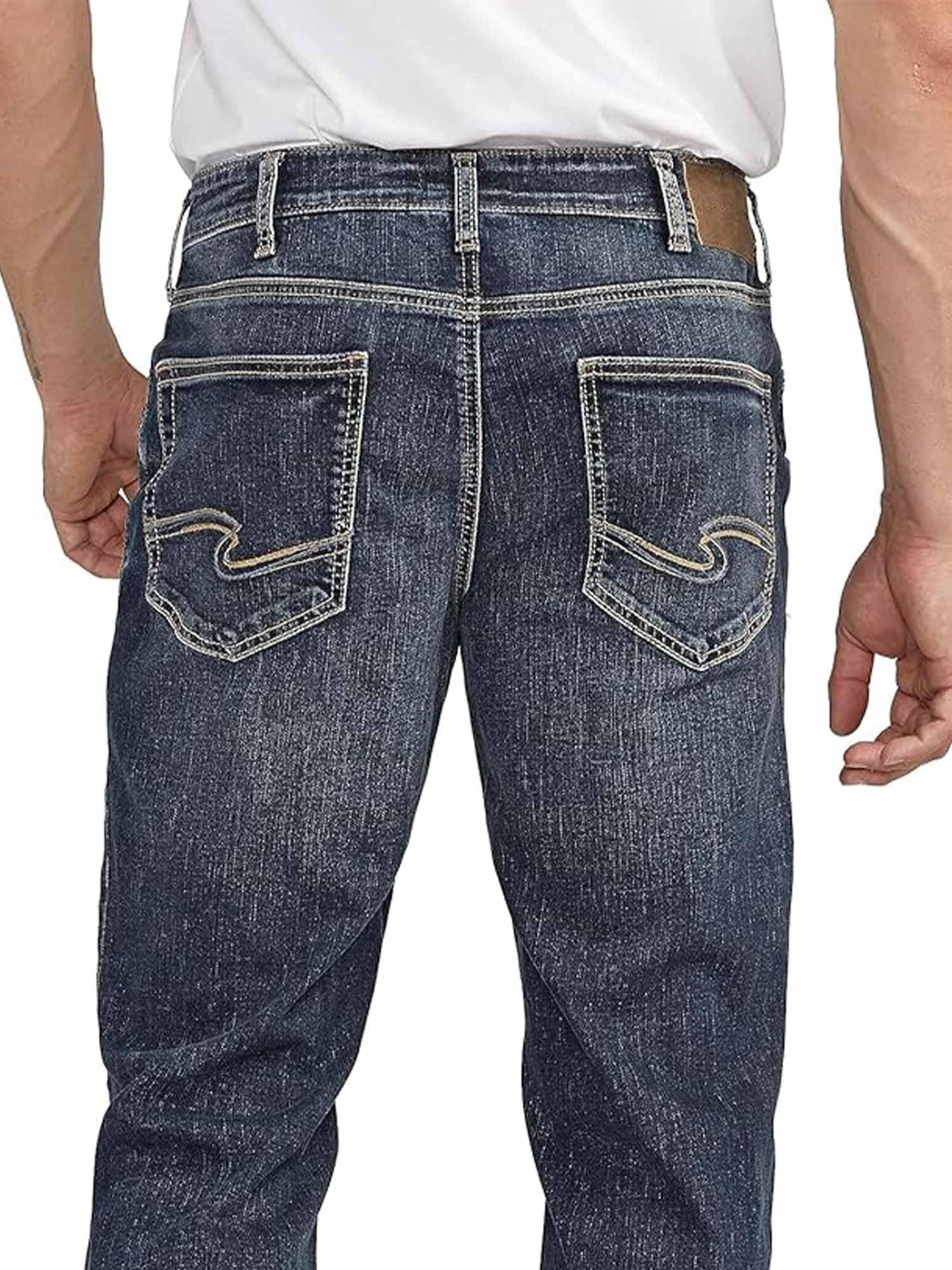 Silver Jeans Co. Men's Zac Relaxed Fit Straight Leg Jeans, Dark Wash SDK393, 29W x 36L