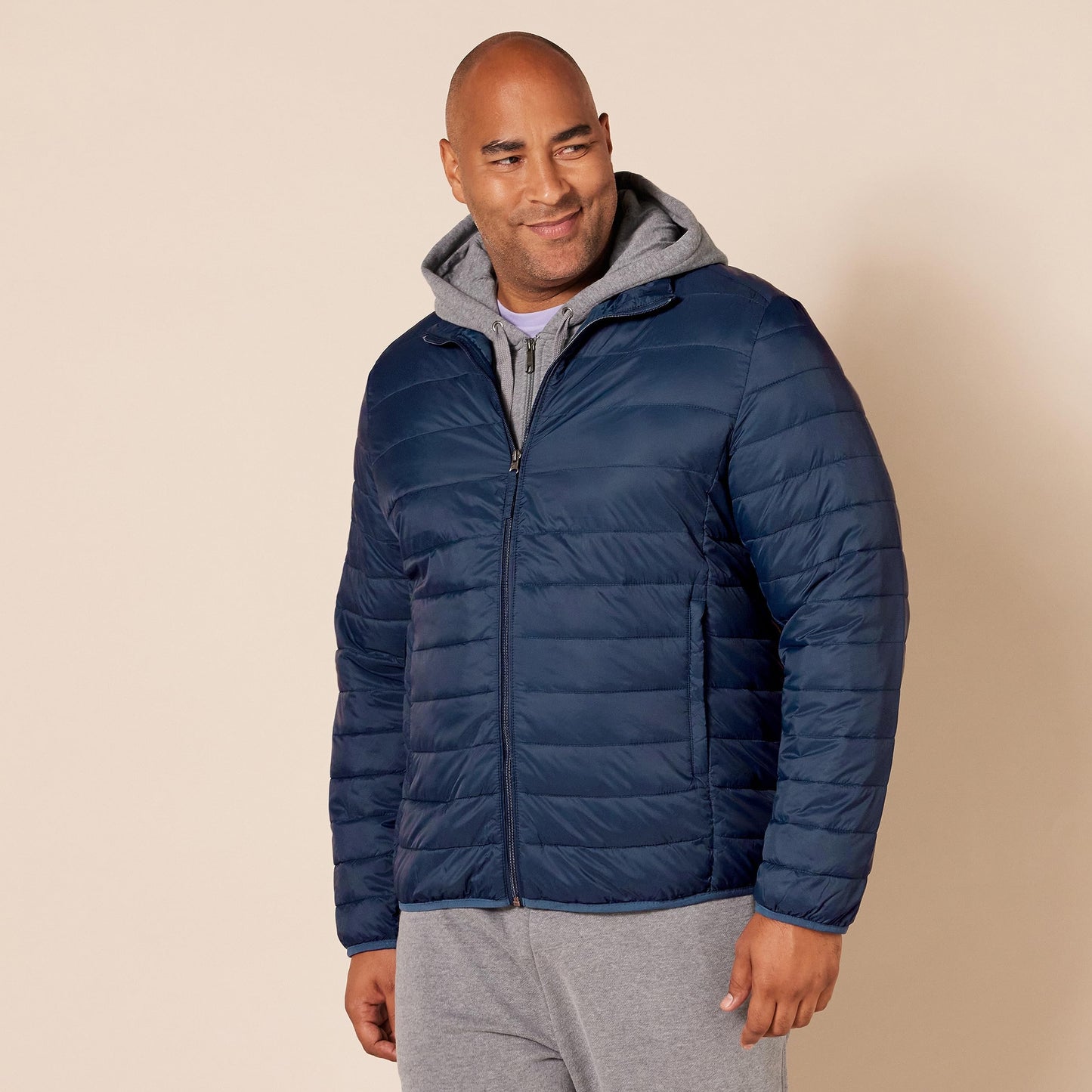 Amazon Essentials Men's Packable Lightweight Water-Resistant Puffer Jacket (Available in Big & Tall), Navy, 5X-Large Big Tall