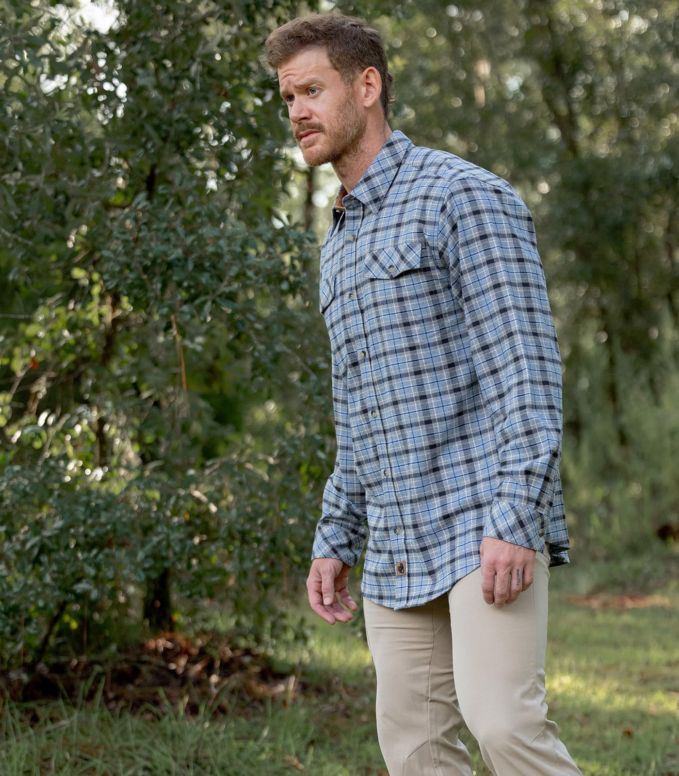 Legendary Whitetails Mens Flannel Shirt Long Sleeve Button Down Relaxed Fit, Iceberg Lake Plaid, XLT