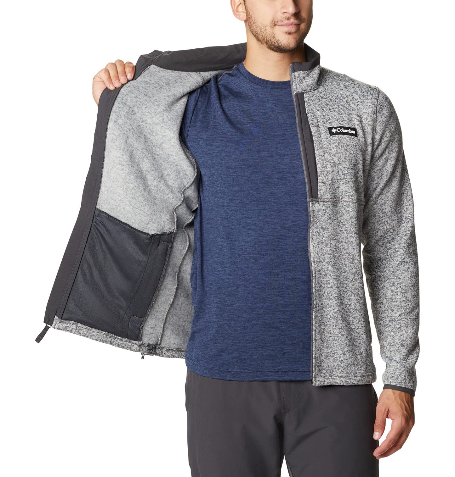 Columbia Men's Sweater Weather Full Zip, City Grey Heather, Large Tall