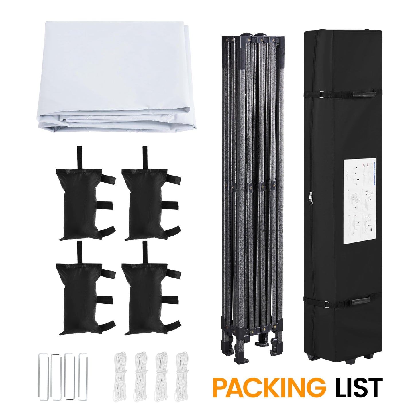 Yaheetech Heavy Duty Pop Up Canopy Tent, 10x15 Commercial Instant Shelter Tent, Outdoor Adjustable Canopy with Wheeled Bag, 4 Sandbags & 8 Stakes, White