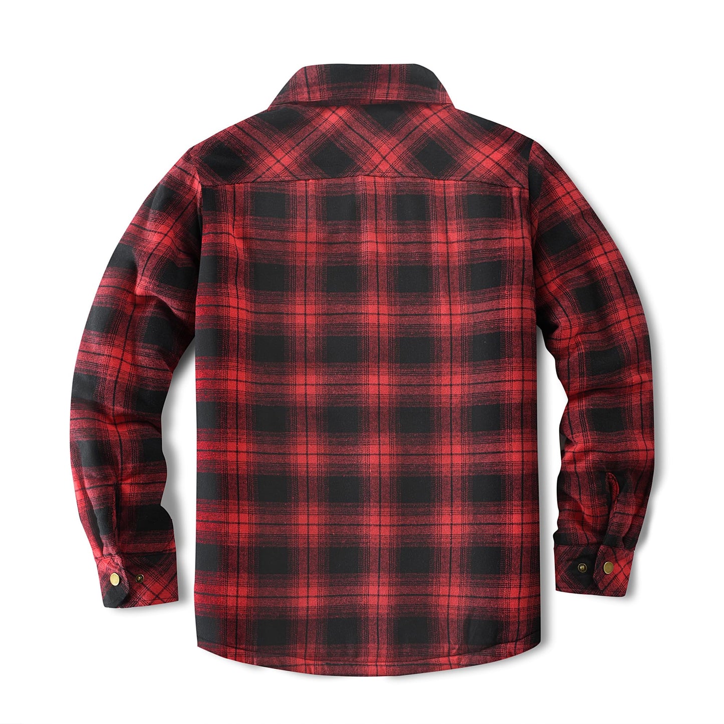 Puwasa Men's Sherpa Lined Cotton Flannel Shirt Jacket Plaid Button Up Jacket Coat for Men with Pocket Red X-Large Tall