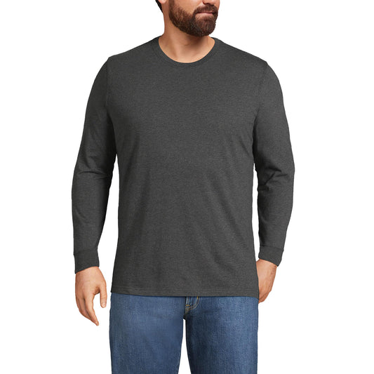 Lands' End Mens Long Sleeve Super-T Tee Dark Charcoal Heather Tall X-Large