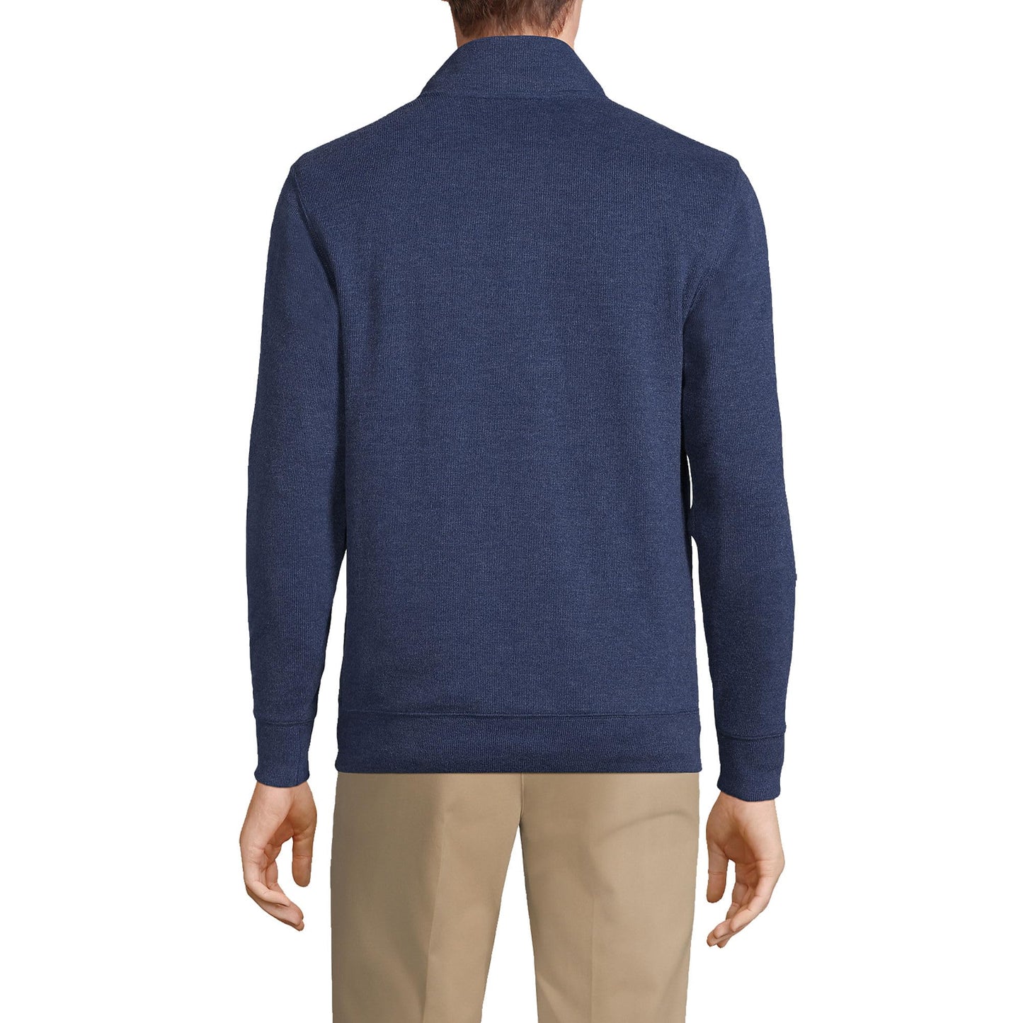 Lands' End Mens Bedford Rib Quarter Zip Sweater Medium Denim Heather Big and Tall 4xlt