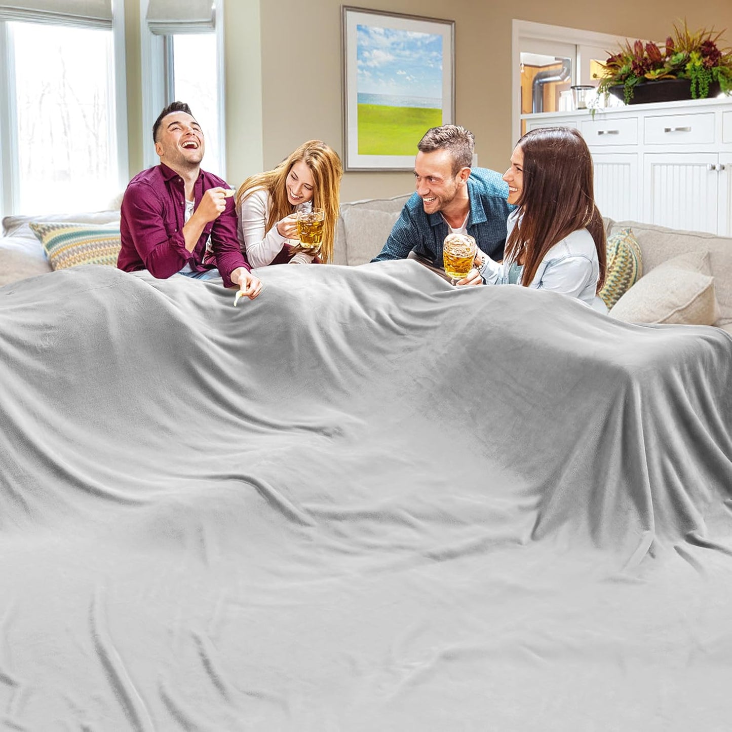 Edenleaf Oversized Blanket 120x120 Inches, Giant Huge Companion for Bed, Sofa,Travel and Camping, Extra Large Big Soft Blanket Fits The Whole Family and Outdoors, Dark Grey 10'x10'