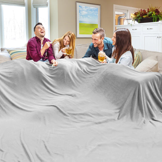Edenleaf Oversized Blanket 120x120 Inches, Giant Huge Companion for Bed, Sofa, Travel and Camping, Extra Large Big Soft Blanket Fits The Whole Family and Outdoor Campaign, Light Grey