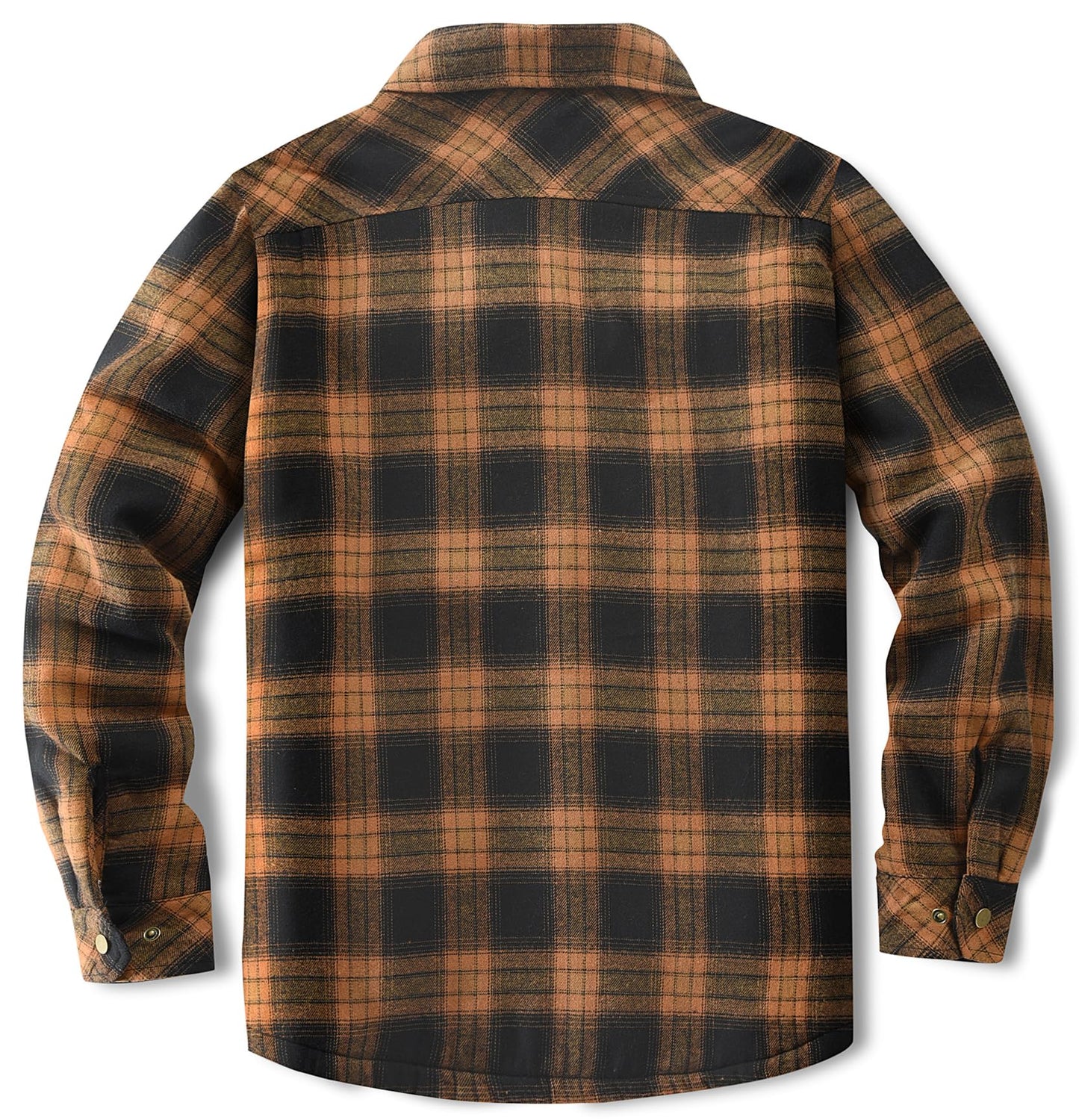 Puwasa Men's Sherpa Lined Cotton Flannel Shirt Jacket Plaid Button Up Jacket Coat for Men with Pocket Orange Large Tall