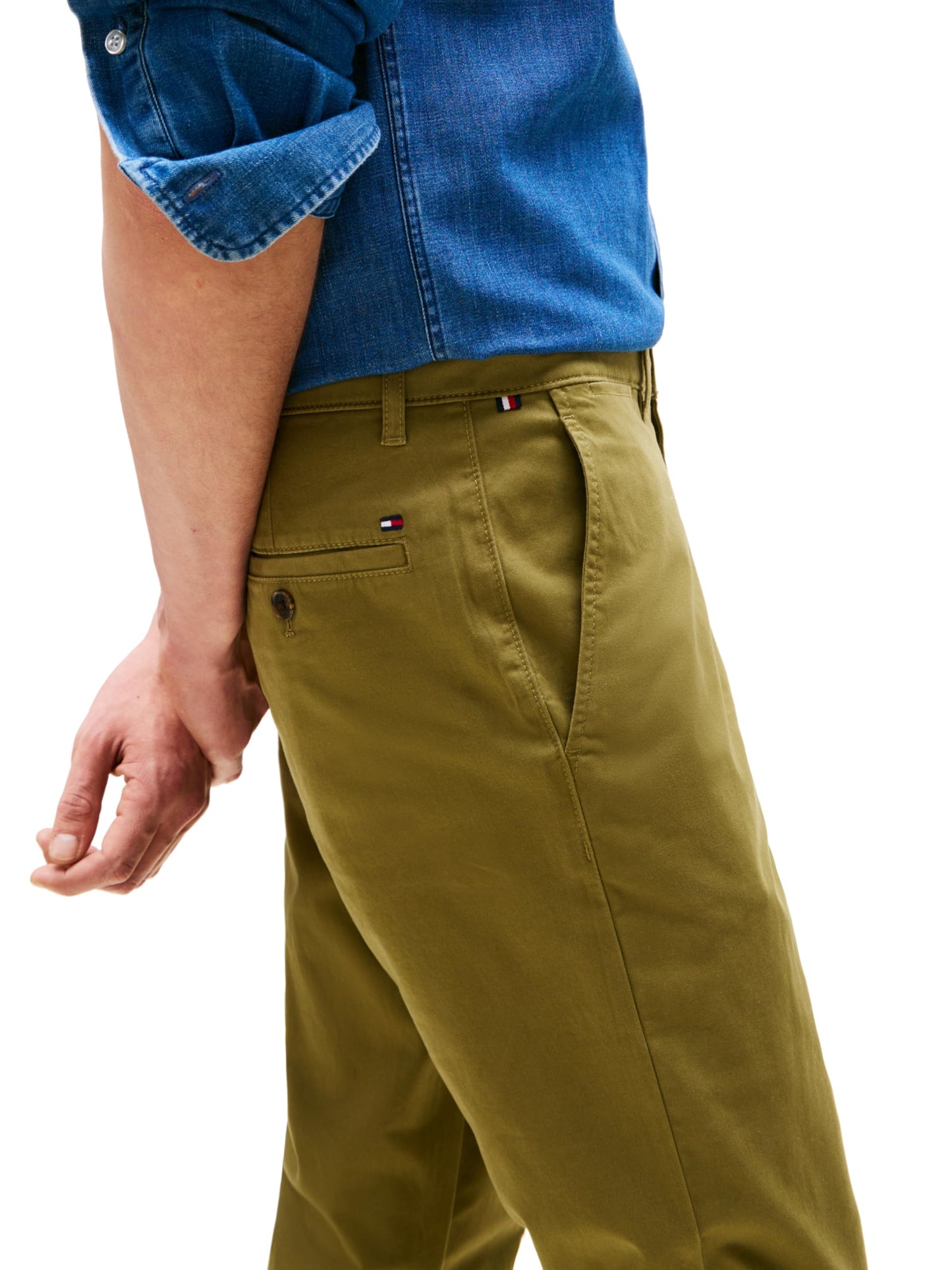 Tommy Hilfiger Men's Chino Pants Stretch Slim-Fit, Uniform Olive 30x36