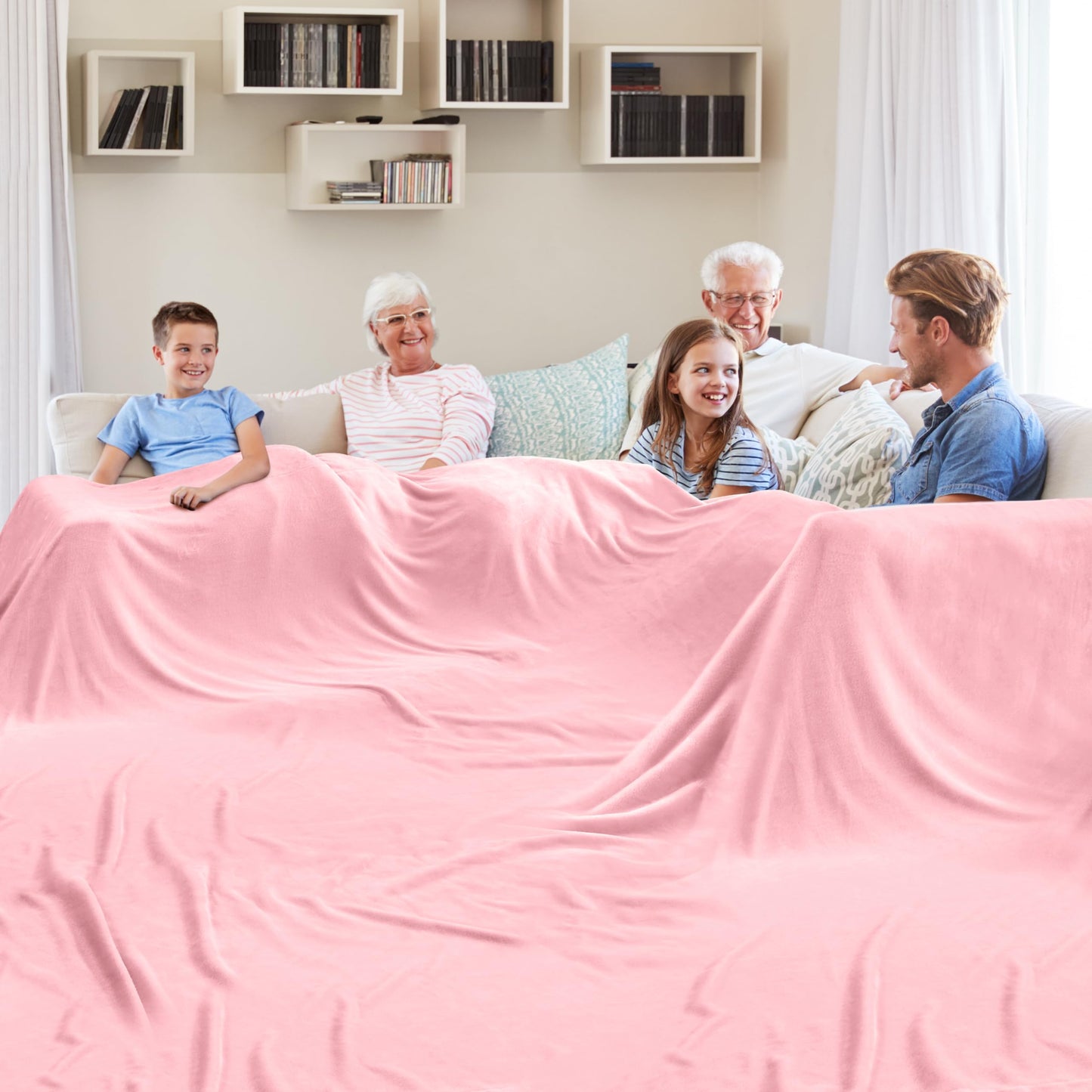 Edenleaf Big Oversized Soft Fleece Blanket, Huge California King Blanket for Whole Family, Bed, Sofa, Couch, Travel and Camping 120x120 Pink
