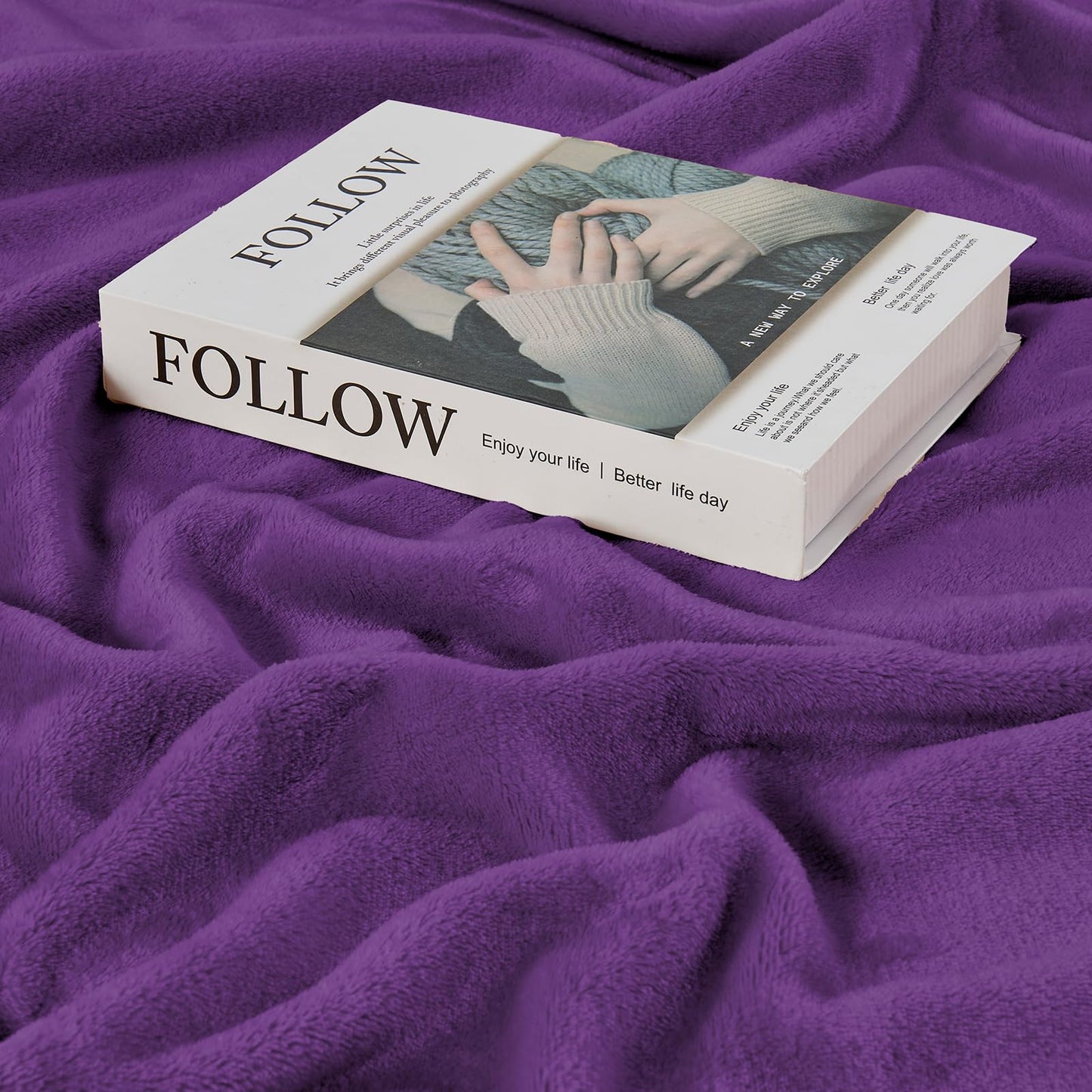 Edenleaf Big Oversized Soft Fleece Blanket, Giant California King Warm Blanket for Whole Family, Bed, Sofa, Couch, Travel and Camping 120x120 Purple