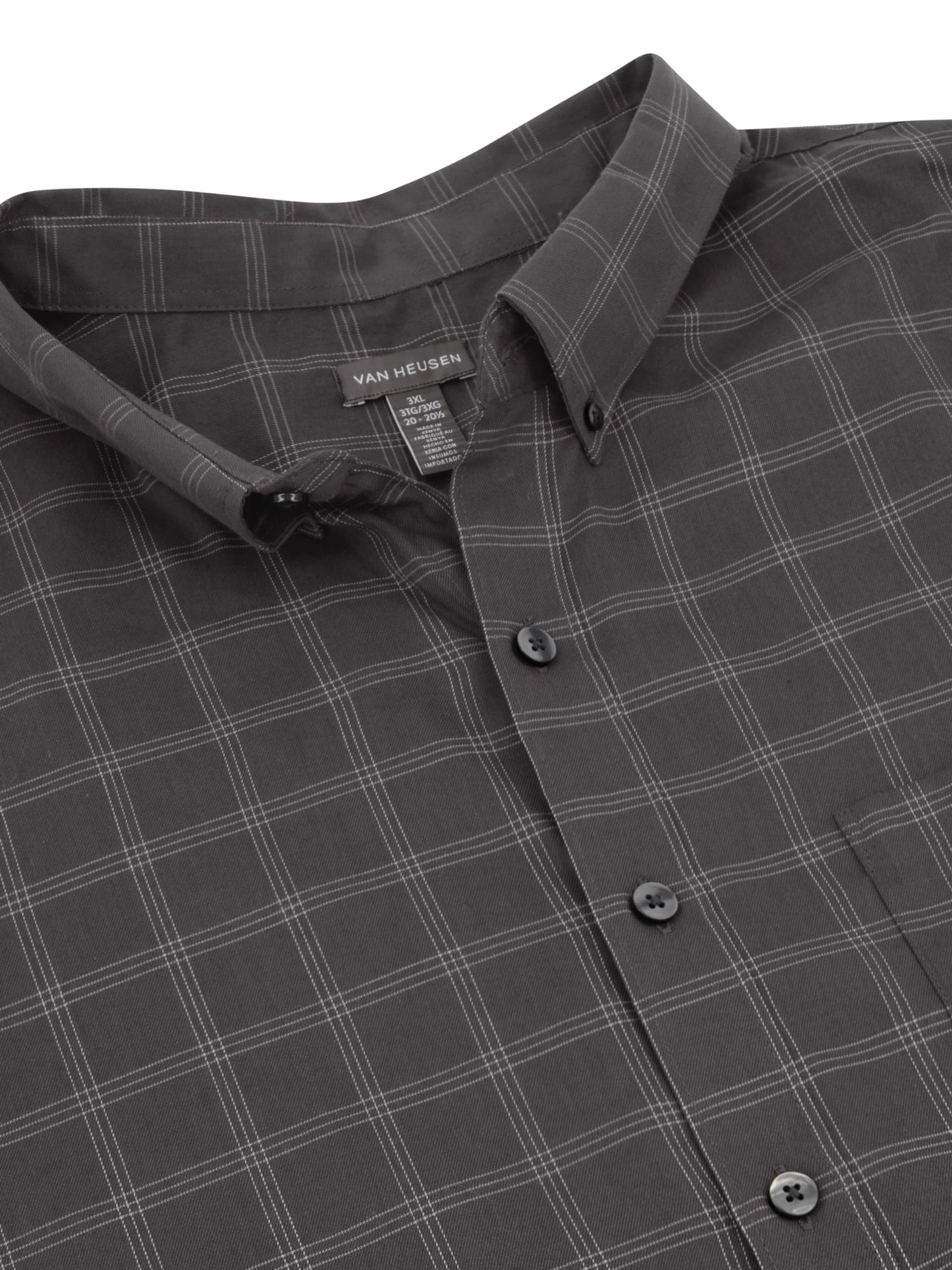 Van Heusen Men's Big Wrinkle Free Long Sleeve Button Down Shirt, Iron Gate, 5X-Large Tall