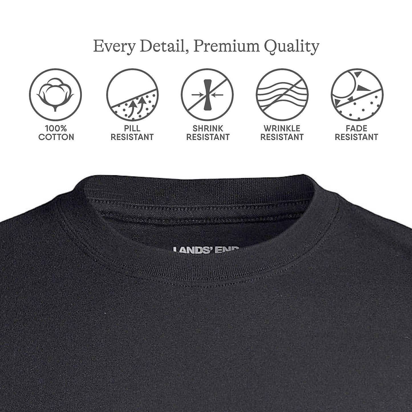Lands' End Mens Long Sleeve Super-T Tee Black Tall Medium