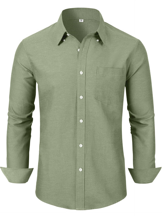 GIANZEN Olive Green Dress Shirt Button Down Men Men's Shirts Untucked for Long Sleeve Oxford Clothing Mens Casual Up Cotton Olive Green Size XXXXL Tall