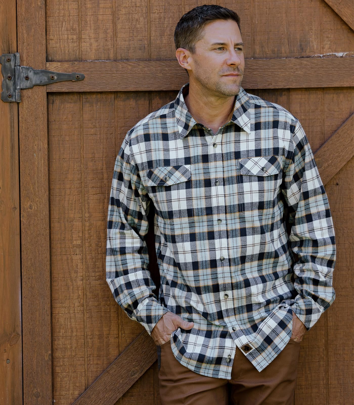Legendary Whitetails Mens Flannel Shirt Long Sleeve Button Down Relaxed Fit, Blue Heron Plaid, XLT