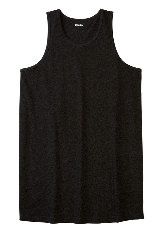 KingSize Men's Big & Tall Shrink-Less Lightweight Longer-Length Tank - L, Heather Charcoal