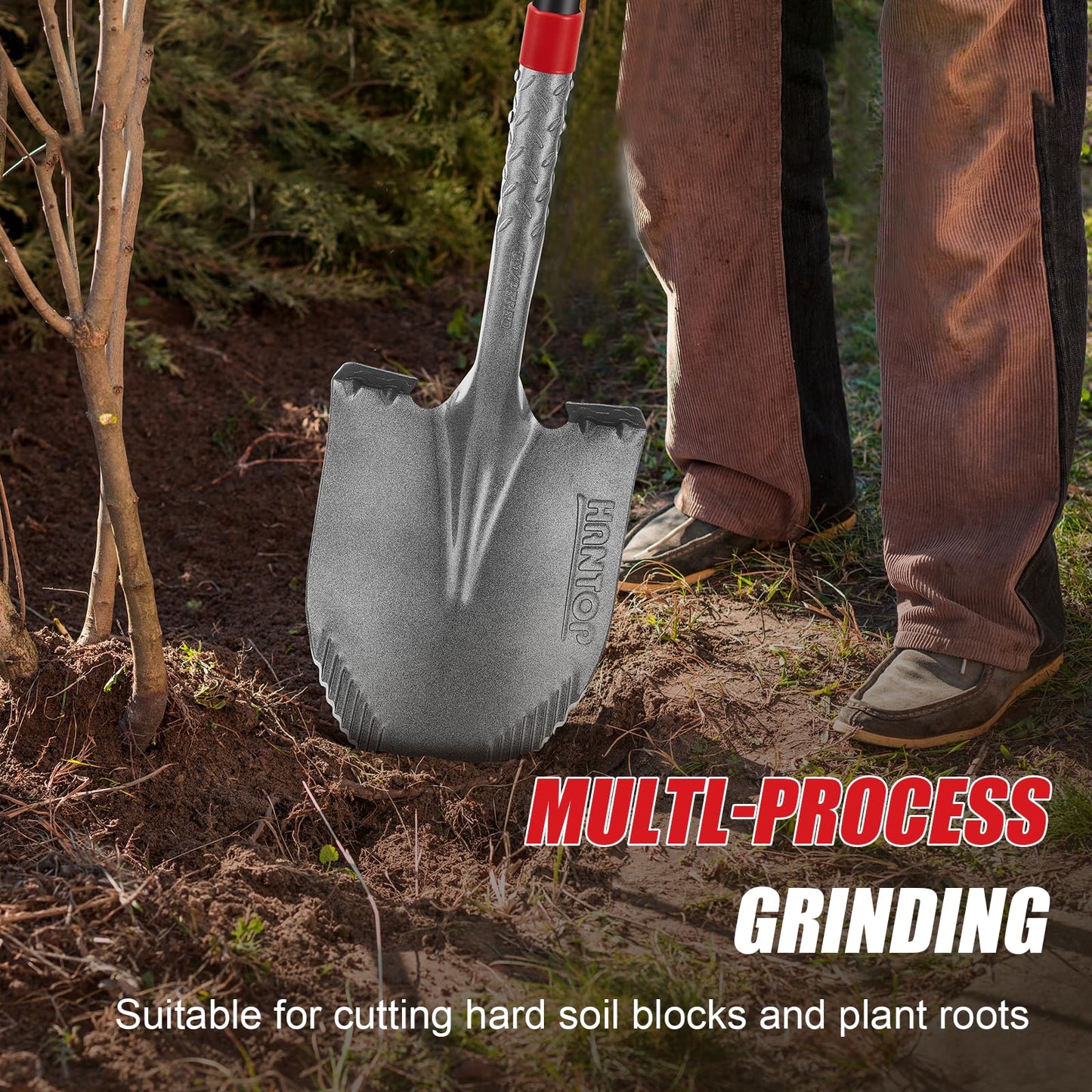 HANTOP Heavy Duty Garden Tools Digging Shovel Garden Shovel Spade with Long Fiberglass Handle for Digging and Garden Work,58 inches