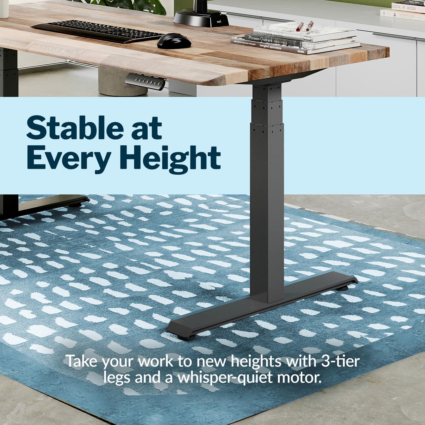 Vari ComfortEdge 60x30 Inch Adjustable Electric Standing Desk – Memory Presets, Sloped Edge, 200 LB Capacity (Reclaimed Wood) - 50.5" Max Height