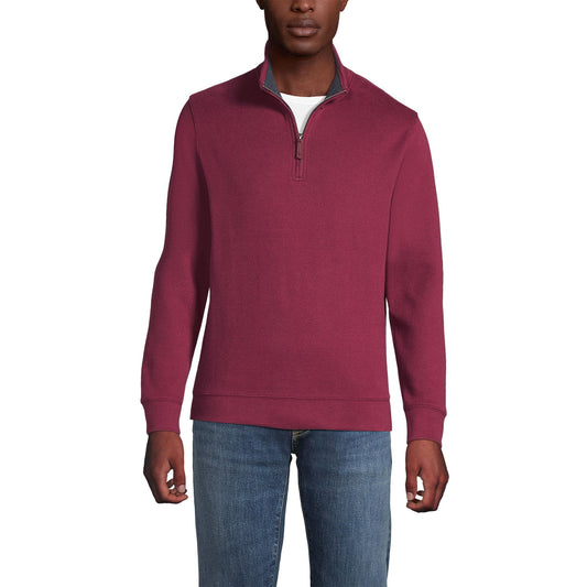 Lands' End Mens Bedford Rib Quarter Zip Sweater Burgundy Spritz Tall X-Large