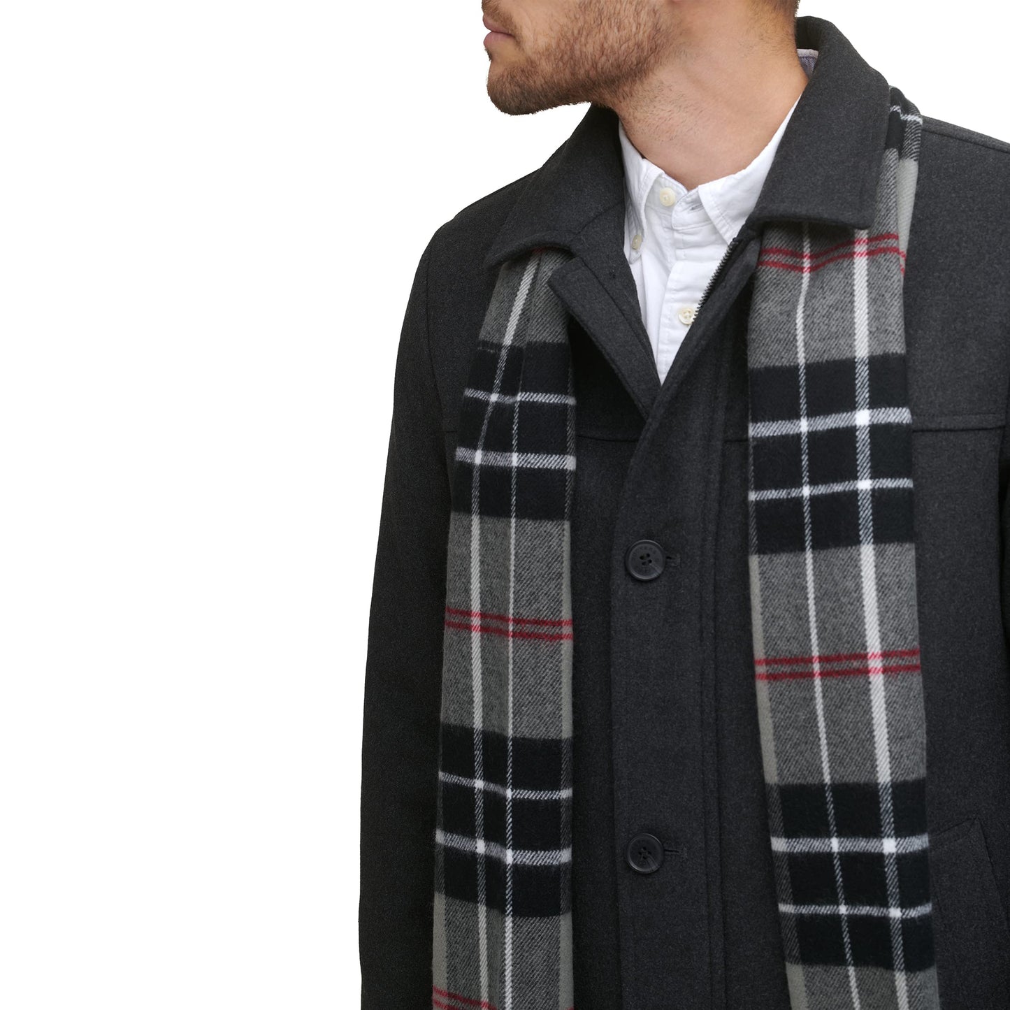 Dockers Men's Weston Wool Blend Coat with Scarf (Regular and Big & Tall) , Charcoal, X-Large Tall Big & Tall