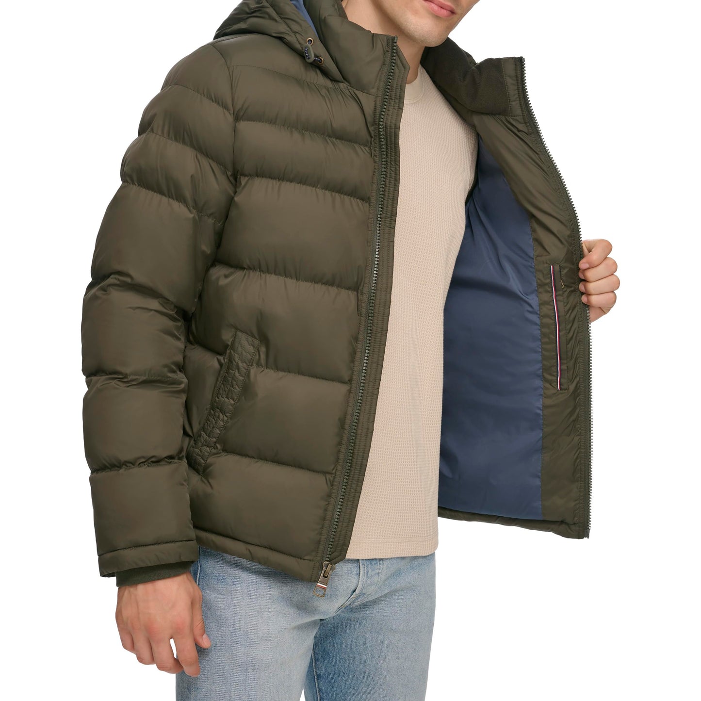 Tommy Hilfiger Men's Classic Hooded Puffer Jacket (Standard and Big & Tall), olive, X-Large Tall