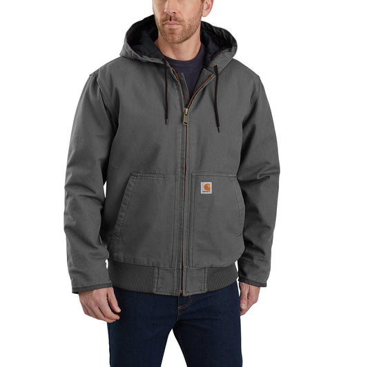 Carhartt Mens Loose Fit Washed Duck Insulated Active Jacket (Big & Tall) Work Utility Outerwear, Gravel, XX-Large Tall US