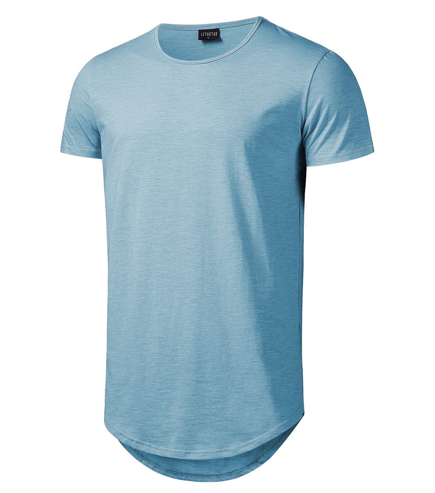 LETAOTAO Mens Tall Shirts Hipster Fashion Gym Muscle Tshirts Scallop Longline Extra Long Tee for Men