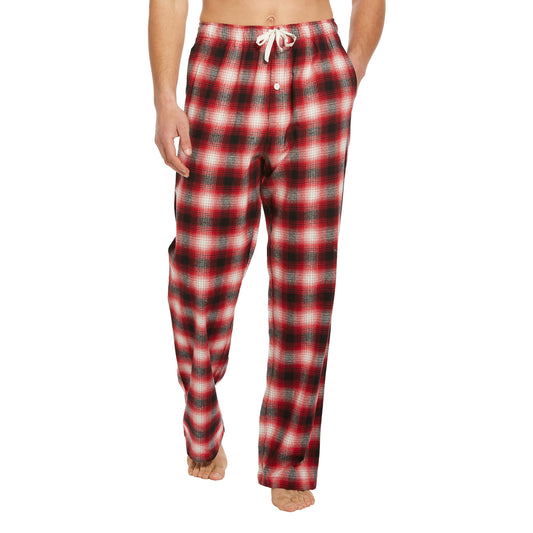 Tall MobPlace Mens 34/36 Inseam 100% Cotton Pajama Pants for Tall Men Red/Black