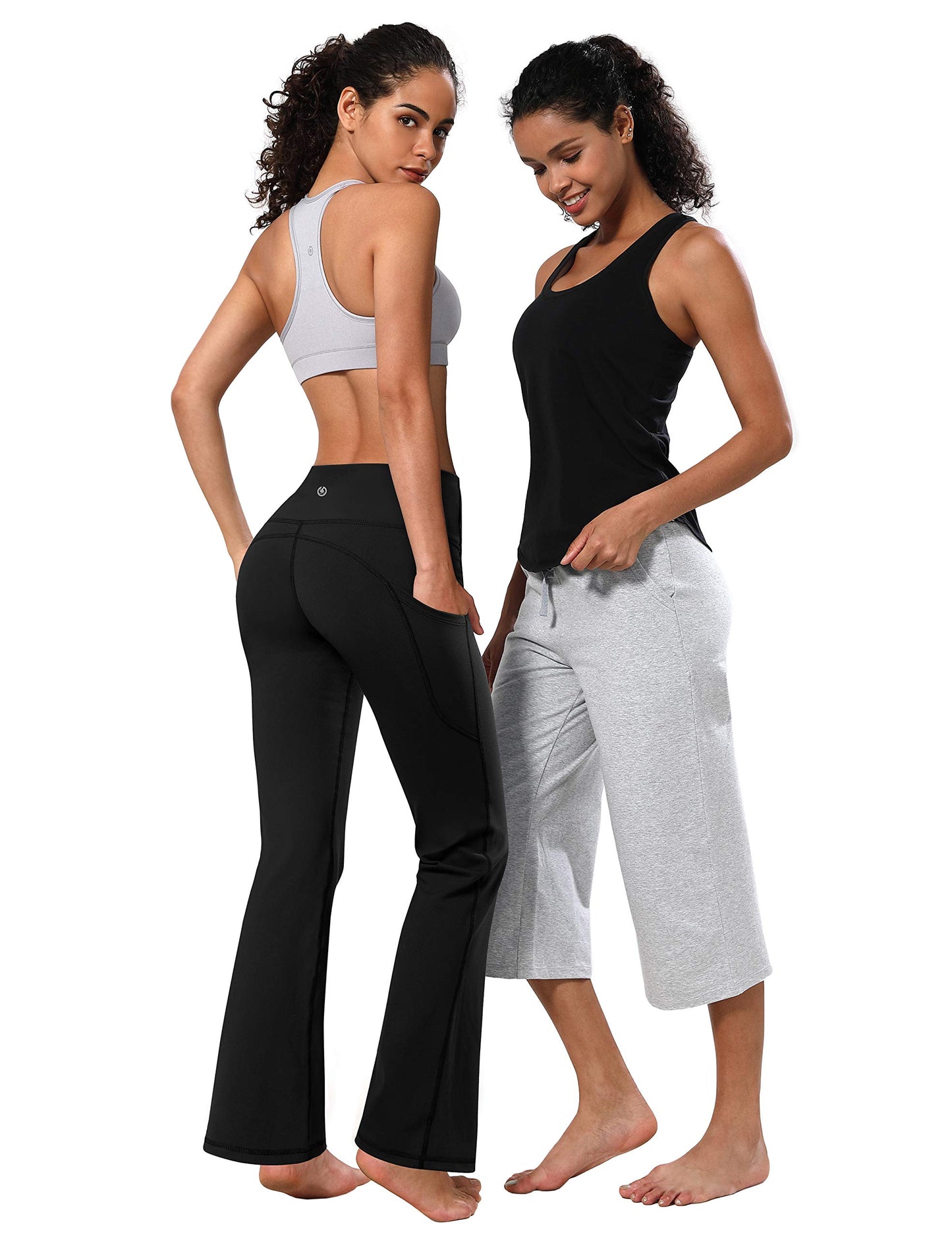 BUBBLELIME 29"/31"/33"/35" 4 Styles Women's Bootcut Yoga Pants Tummy Control - Side Pockets_Black XL_35" Inseam