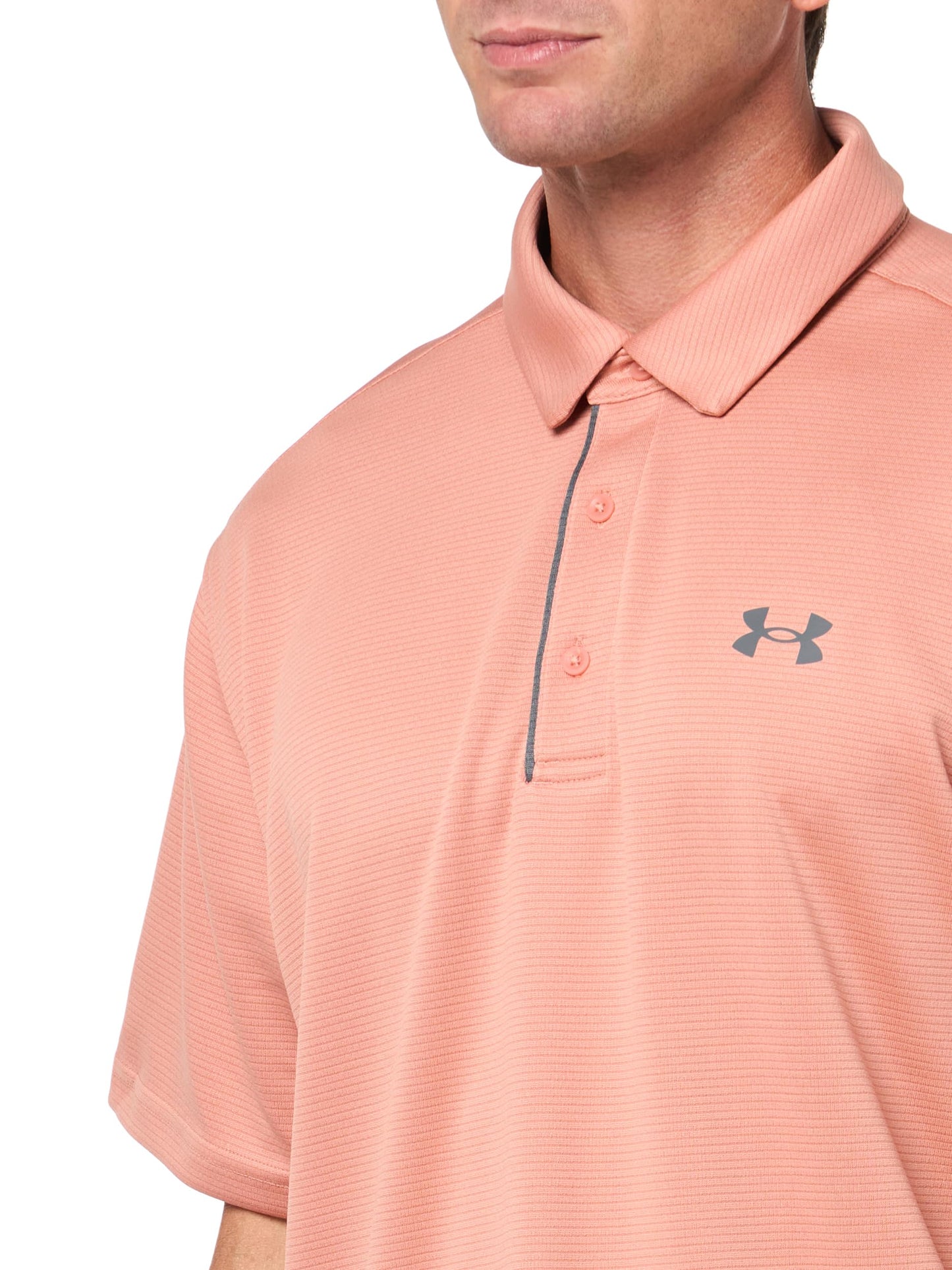 Under Armour Men's Tech Golf Polo, (696) Canyon Pink / / Pitch Gray, X-Large Tall